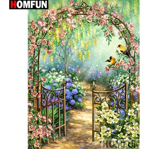HOMFUN 5D DIY Diamond Painting Full Square/Round Drill "Flower door" 3D Embroidery Cross Stitch gift Home Decor A01633