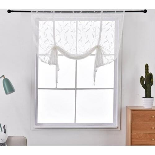 White Lace Sheer Voile Rod Style Roman Curtains for Living Room Bedroom Kitchen Window Home Decor