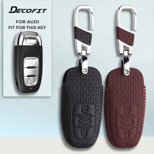 Key Cover for Audi A1 A3 A4 A5 A6 A7 A8 Quattro Q3 Q5 Q7 2009 2010 - 2015 Smart Keyless Case Genuine Leather Replacement shell