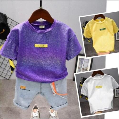 Children Boys Summer Kids Clothing Sets Baby Kids Twinkle T-Shirt Jeans Shorts Toddler Boys Denim Pants Sports Clothes Set 2-6Y