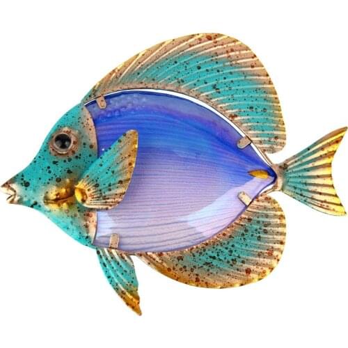 Home Decor Metal Fish Artwork for Garden Decoration Outdoor Animales Jardin with Colour Glass for Garden Statues and Sculptures