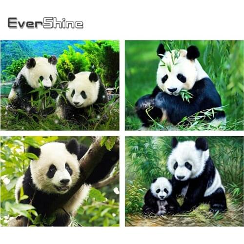 Evershine Diamond Painting Panda 5D Cross Stitch Animals Full Square Rhinestone Mosaic Embroidery Complete Kit Home Decoration