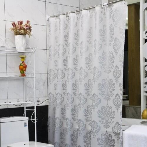 Europe White PEVA Bath Curtains Flower Eco-friendly Waterproof Shower Curtain Bathroom Product Cortina Ducha 180x180cm Hooks