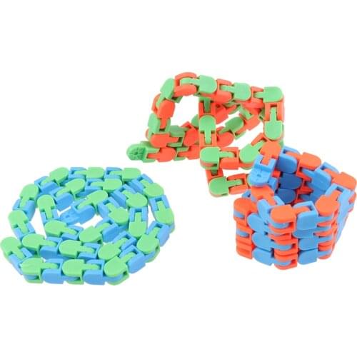 Hot Sale！1pc Wacky Tracks Snap And Click Fidget Toys Kids Autism Snake Puzzles Classic Sensory Toy