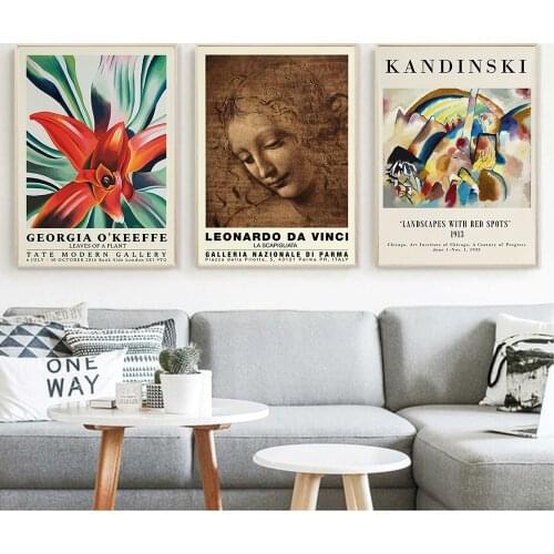 Van Gogh Kandinski Artist Exhibition Wall Art Canvas Painting Nordic Posters and Prints Wall Pictures for Living Home Decoration