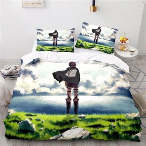 Anime Attack on Titan 3d Bedding Set Twin Full Queen King Cartoon Duvet Cover Set with Pillowcases 2/3pcs Comforter Cover Sets