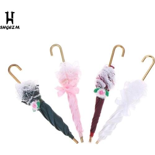 Lady Girls Dollhouse Lace Umbrella Miniature Royal Gift Dollhouse Accessories Decoration Birthday Girl Kids Toys