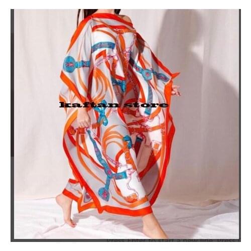Европейская одежда Fashion Sexy Female Summer Bohemian Kaftan silk maxi dresses Kuwait Popular Printed Muslim Robe dresses