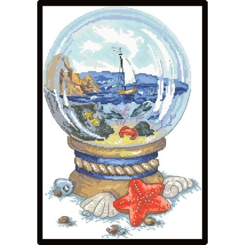 Coastal Scenery Printed Cross Stitch Pattern Kits Canvas Embroidery Set 11CT 14CT Needlework Crafts Home Decoration Diy Handmade