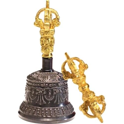 New Tibetan Buddhist Meditation Bell and Dorje Set Shiplies Extra Loud Multi-Purpose Hand Call Bell