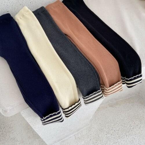 Qunq Skinny Girls Leggings Black White Striped Baby Girl Legging 2020 New Fall Casual Knit Children Pant Toddler Trousers