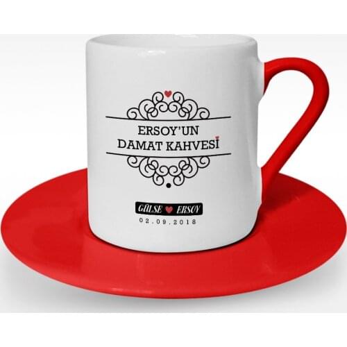 Personalized Groom Coffee Design Red Turkish coffee Cup-6
