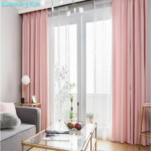 Solid Pink Thick Faux Linen 70% Blackout Curtain Bedroom Living Room Custom Curtain Drape Window Treatment