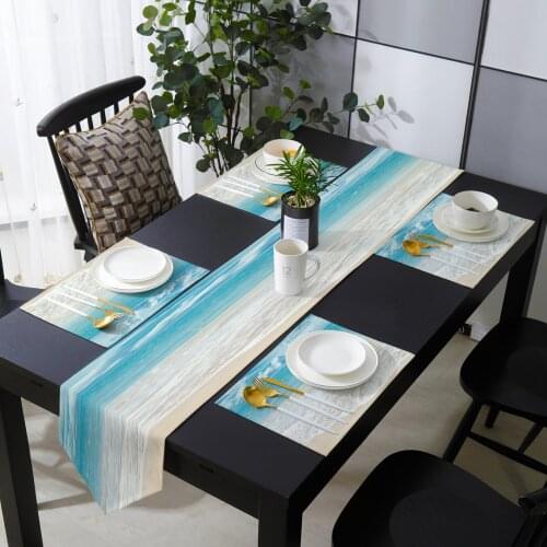 Beach Sky Sea Table Runner Table Mats Cover For Home Wedding Banquet Festival Party Catering Hotel Table Decoration