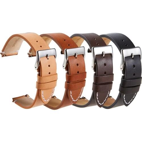 Quick Fit 16mm-24mm Genuine Ultra-thin Soft Matte Bottom Leather Straps For Samsung galaxy watch 3 45mm Gear S3 for Huawei GT 2