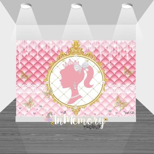 Pink Pearls Glitter Diamond Photo Background for Girl Birthday Party Decor Banner Custom Princess Backdrop Photocall