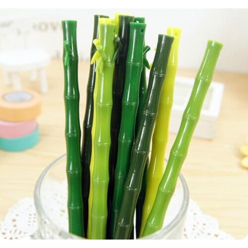 10pcs fresh creative bamboo style unisex ballpoint pens 0.38mm resurrect black Refill realistic cute gel pen free shipping