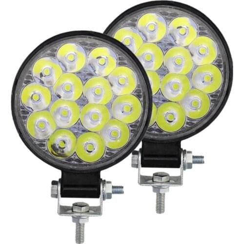 2pcs Led Spotlight Bar 96W 14000Lm Round Reflector Work Lights Lamp For Jeep Suv Truck
