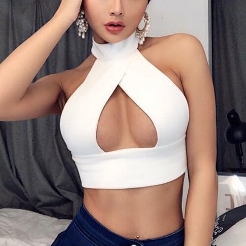 Strappy Cross Over Front Halter Camisole Women Neck Sleeveless Backless Crop Top Bandage Sexy Cropped Feminino Streetwear Woman