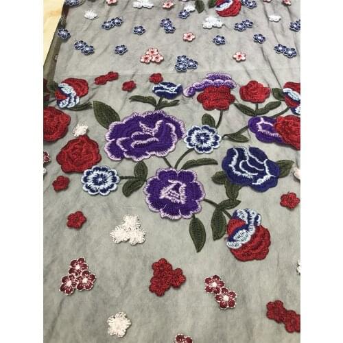 High-quality multi-color exquisite floral tulle embroidery, suitable for fashionable ladies' dress design fabrics
