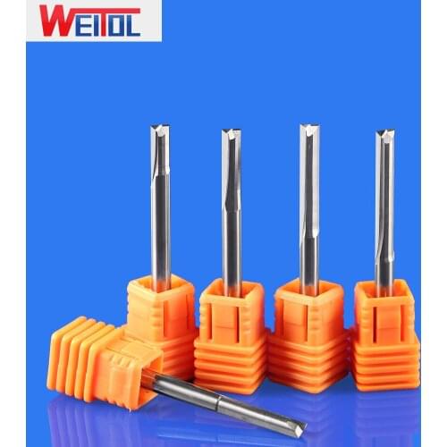 WeiTol 4MM Shank Carbide Two Flutes Straight Router Bit MDF Engraving Tools CNC End Milling Cutter