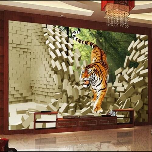 Wellyu papel de parede para quarto Custom wallpaper 3D Stereo Tigers Downhill Tiger Background Wall papel parede