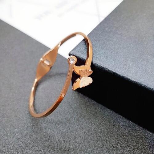 Hot New Style Rose Gold Titanium Steel Bracelet for Women Open Bracelet Female Fashion Jewelry Accessories Gift Dropshipping