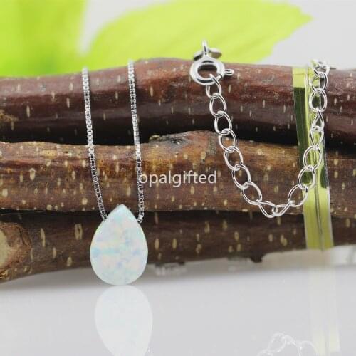 1pc Hot!!! Free Shipping 8*11mm white op17 Synthetic Opal Necklace water drop opal pearl cabochon necklace for girl/women gift