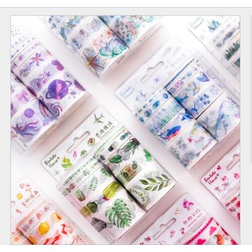 10Rolls/set Dream Purple unicorn planet stars green leaves autumn forest whale washi tape DIY planner scrapbooking masking tape