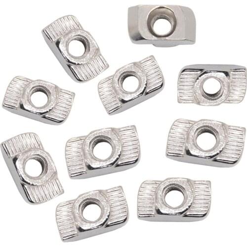 10pcs/lot M3 M4 M5 M6 M8 Thread T Nut EU Standard Drop In T-Slot Carbon Steel for 2020 3030 4040 4545 Series Aluminum Profiles