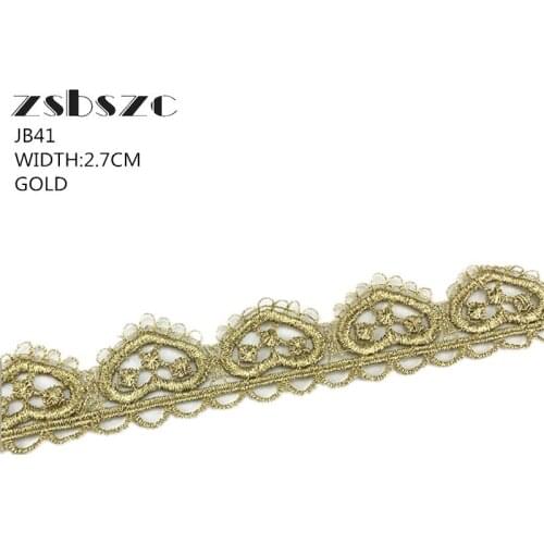 2.7CM Width10Yards Gold/Black Heart Shape Lace Fringe Lace Trim Ribbon Costume Home Textile Curtains Decor Trims