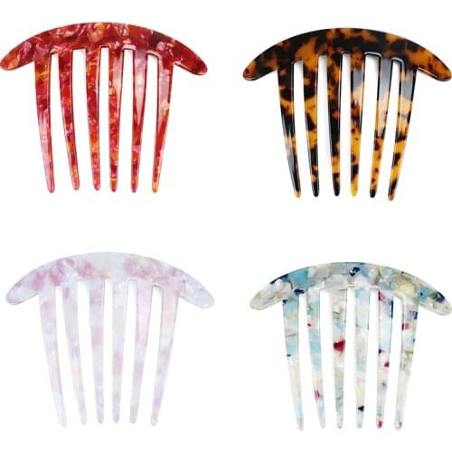 2021 Fashion Decorative Comb Cellulose Acetate Wide Tooth Comb Non Slip Ponytail Fork Comb