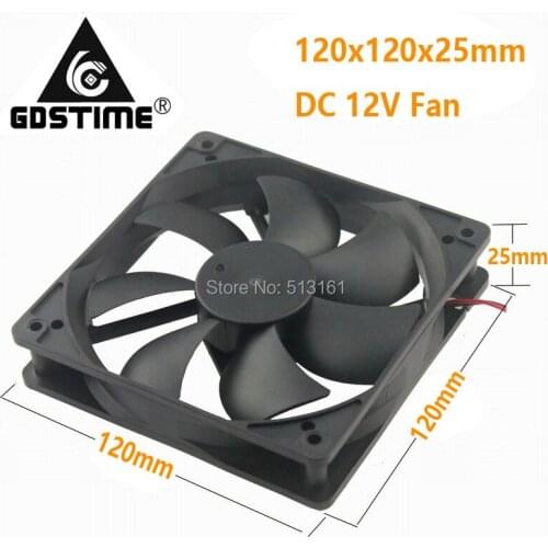 40pcs/lot Gdstime 12025 12cm Fan for Computer Case Cooling 120mm 120x120x25mm 12V DC 2Pin
