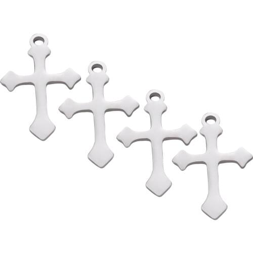 50Pcs/Lot Stainless Steel Small Cross Charms Pendant For Women Men Necklace Making Jewelry DIY Accessories Wholesales