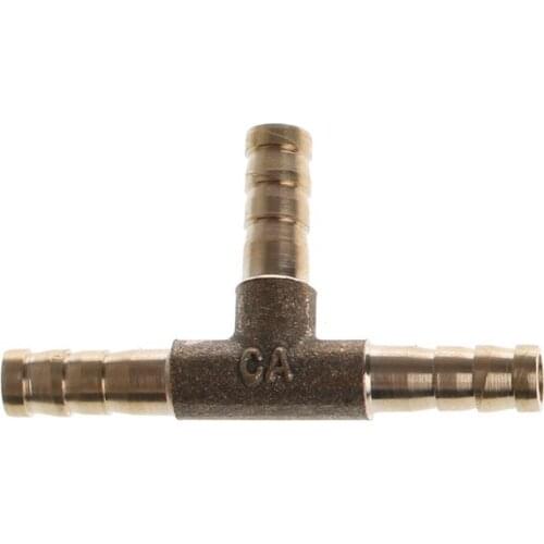 6-16mm Brass T Piece 3 Way Fuel Hose Joiner Connector For Air Oil Gas E7CA