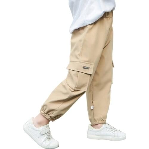 Fashion Cool Baby Boy Trousers Street Style Letter Cargo Pants for Boy Pockets Children Pants Casual Kids Boys Clothes