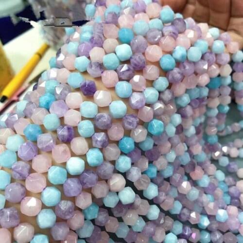 Morganite round square faceted 6/8/10mm 15" for DIY jewelry making loose beads FPPJ wholesale beads nature gem stone