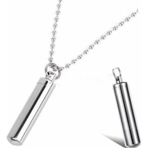 Stainless Steel Perfume Holder Bullet Cylinder Ashes Urn Pendant Angel Wing Charm Memorial Necklace Jewelry