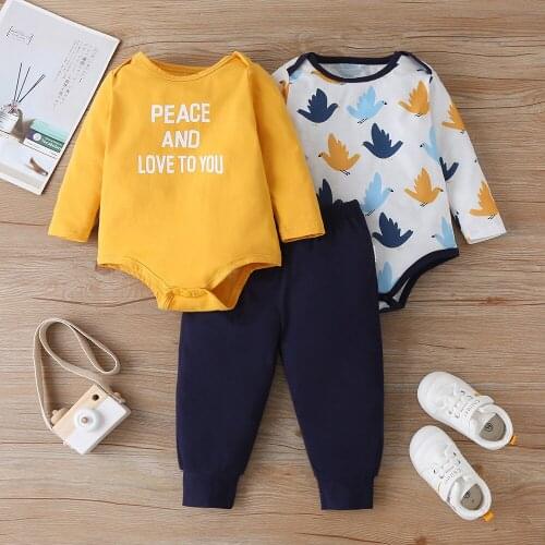 Kids Clothing 3pcs Sets Long Sleeves Tops Pants Spring Toddler Boys Girls Kids Tracksuit Baby Pajamas Children Boys Clothing