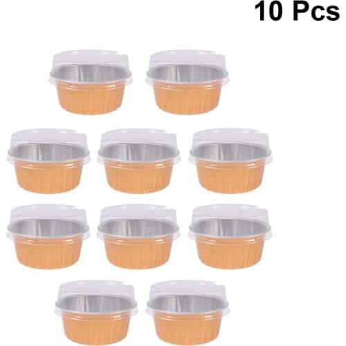 10Pcs 125ml Aluminum Foil Baking Cup Heat Resistant Cake Cups Pastry Muffin Molds Cupcake Liners Ramekins For Dessert Kitchen