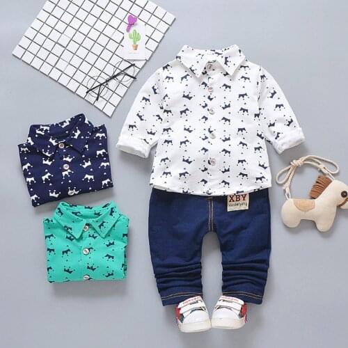 Toddler Kids Baby Boys Cartoon Dinosaur T-shirt Tops+Pants Outfits Set newborn kids Gentleman short sleeve clothes suit for kids