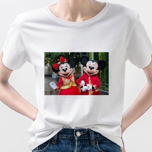 T-Shirt with Minnie Mouse Clothes Women Branded Things T Shirts 2021 Summer Top Short Sleeve Street Hipster Fashion Wholesale