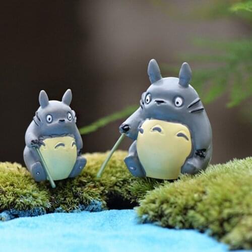 Hayao Miyazaki Resin Totoro Fishing Creative Craft Micro Fairy Garden Decoration Miniature Figures Dollhouse Kits Accessories