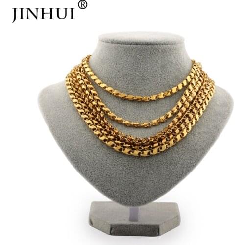 Jin Hui African Trendy Golden Necklaces width 5mm Length 50 60cm 2metres fashion Men Women Jewelry friend Birthday present gift