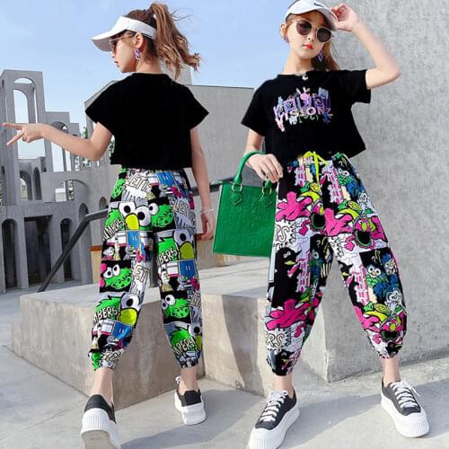 Teenage Girls Clothes Sets Short Sleeve Tops + Loose Leg Pants Summer Kids Clothing Toddler Children Outfits 8 10 12 14 Year