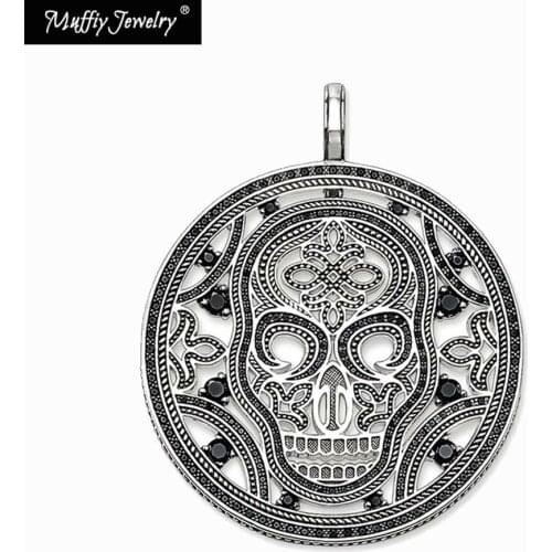 Round Skull Mask Pendant,Europe Style Muffiy Rebel Good Jewerly For Man & Women,2019 Gift In Sterling Silver,Super Deals