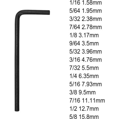 L Shaped Hex Hexagon Key Allen Wrench 3.17 4 4.7 5 6 8 10 MM Carbon Steel Allen Key Hand Repair Tools