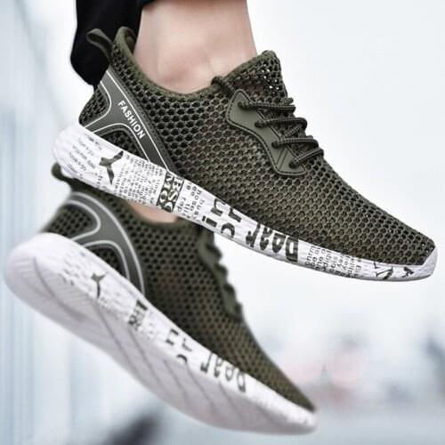 Mens Shoes Vulcanized Shoes Summer New Fashion Breathable Light Soft Sole Casual Shoes Big Size Shockproof Gym Shoes Net Shoes