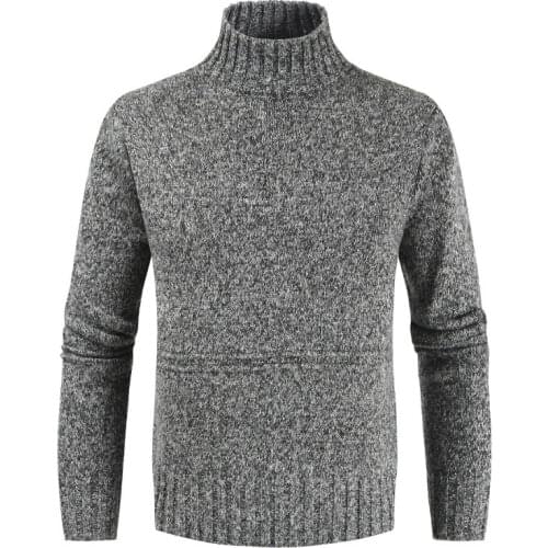 Mens Turtleneck Half Thermal Pullover Autumn Winter Warm Thick Cashmere Clothes Slim Solid Pullover Knitted Casual Male Sweater