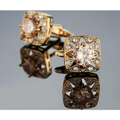 French Shirt Fashion Cufflinks for Mens Brand Cuff links gold big Crystal ball Classic High Quality 2018 New Arrival Jewelry